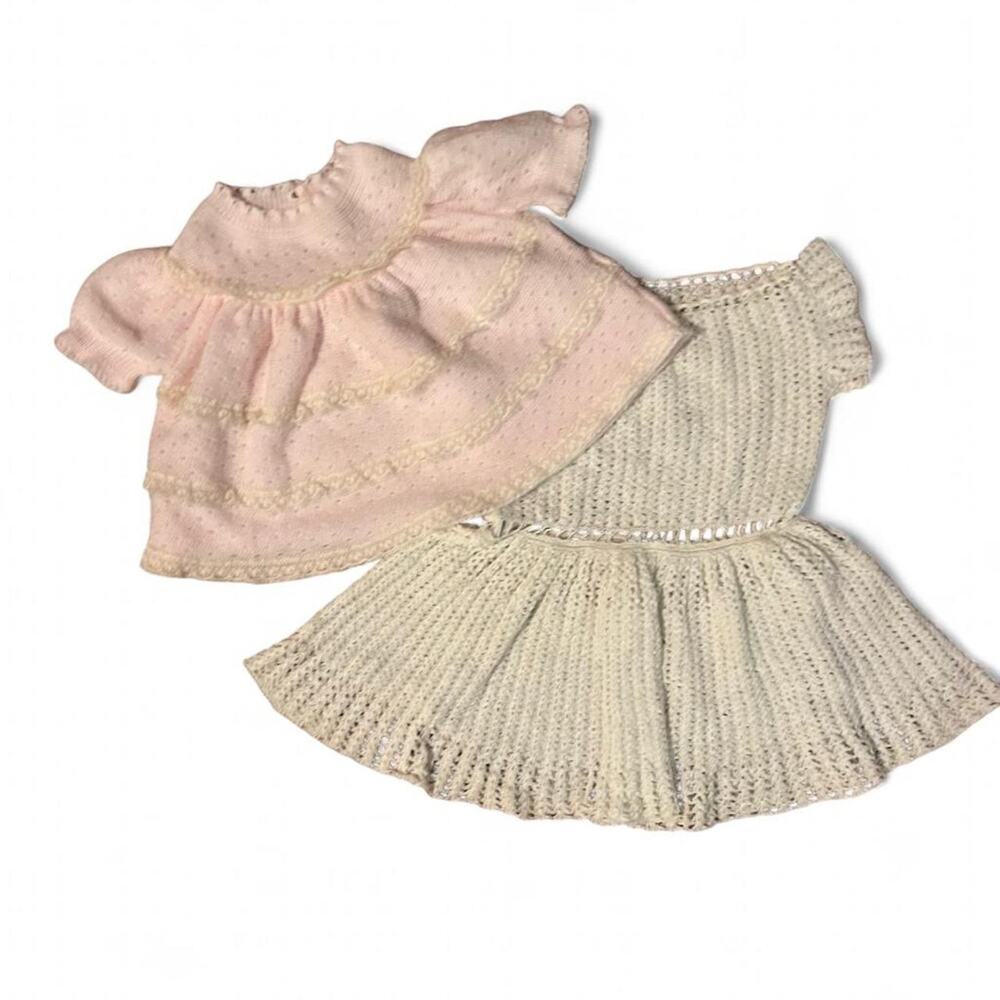 3 6 months vintage bundle baby girl handmade crochet dress Italian Renzo sweater